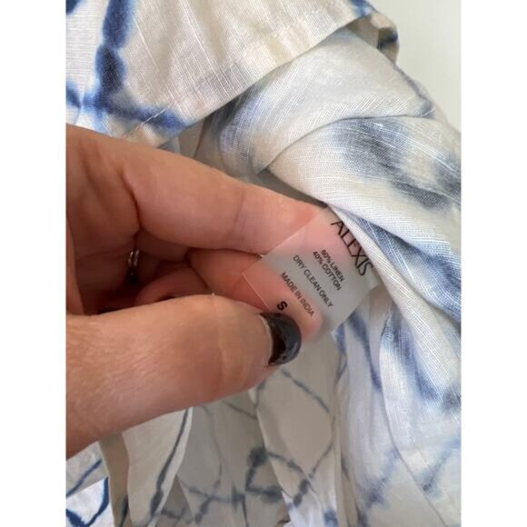 NEW Alexis Flare Pockets Tie Dye Abstract Print Cotton Serrano Skirt Blue - Picture 5 of 6